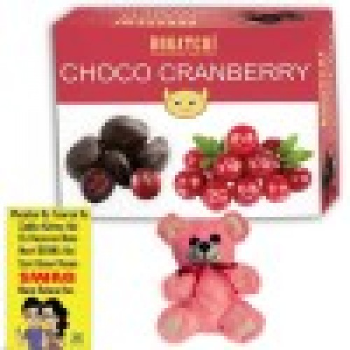 Complete Bhai Dooj Gift Hamper for Sister, Chocolate Coated Cranberry, 100g + FREE Bhai Dooj Greeting Card + Free Teddy